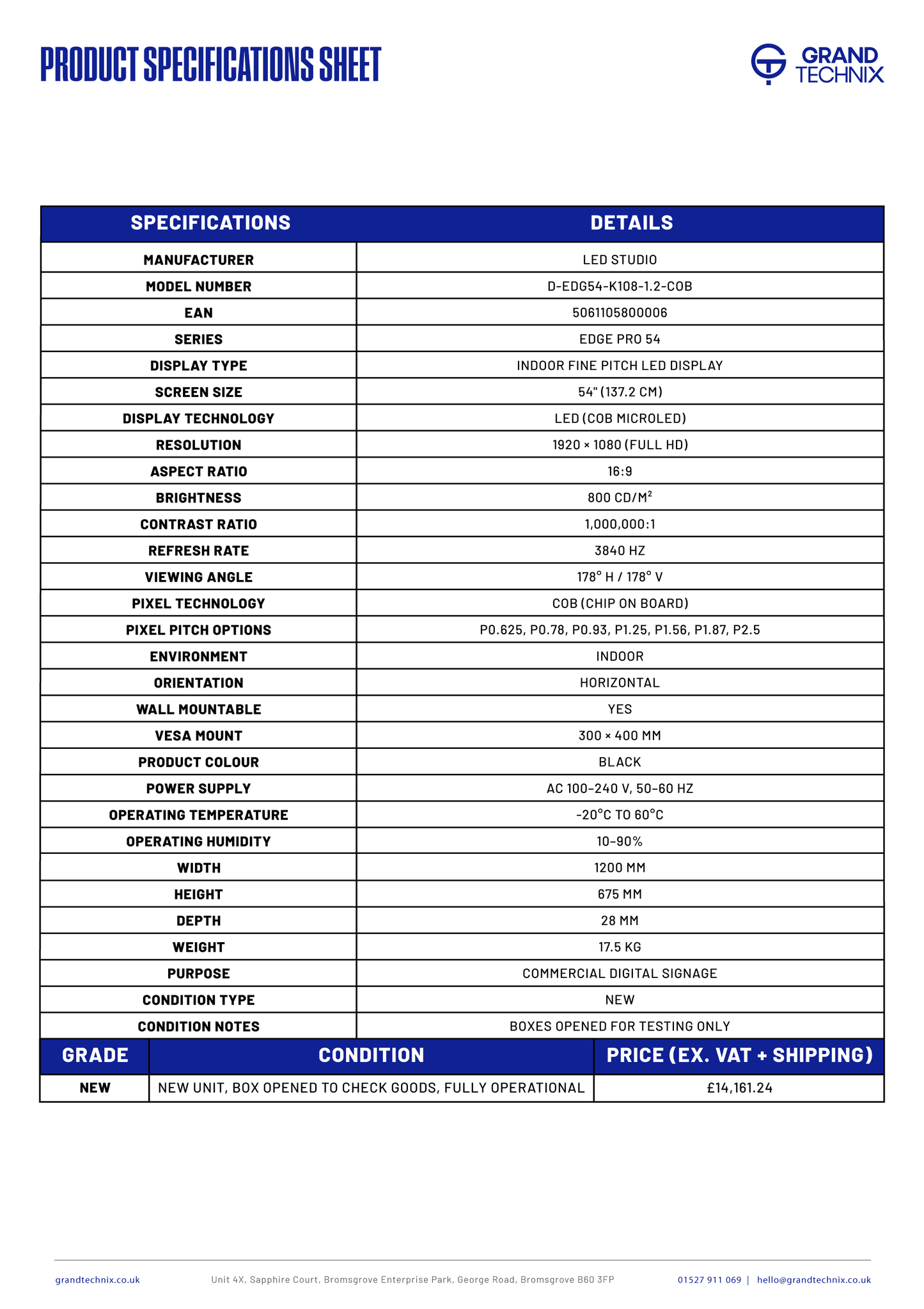 LED Studio 54" Edge Pro Video Wall Screen