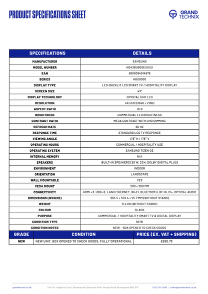 Samsung 43" UHD Smart TV