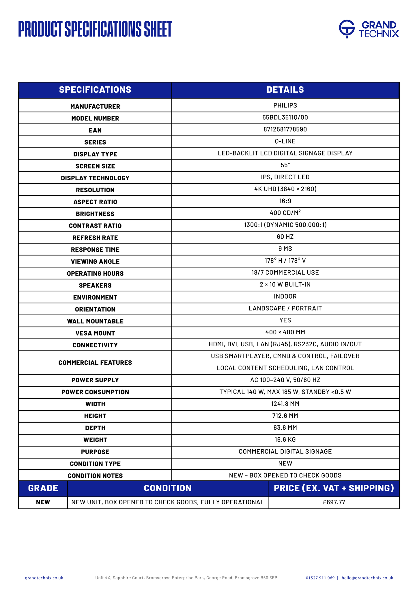 Phillips 55" Q Line 4K TV